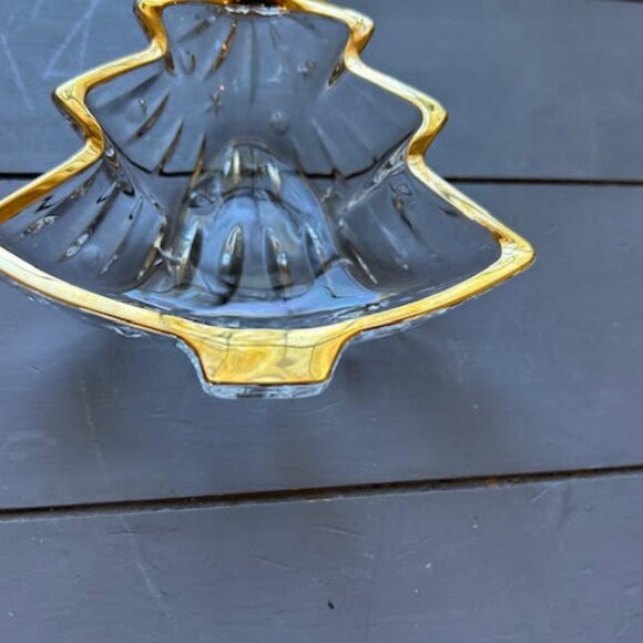 Studio Nova Yuletide Spirit Gold Christmas Tree Candy Dish Gold Trim Clear EUC - Picture 3 of 5
